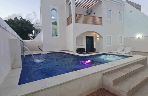 Aghir Villa | Beautiful villa with pool sea view in front of hotel sidi slim aghir djerba
