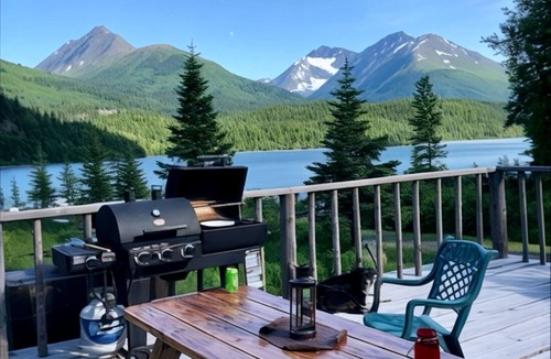 Moose Pass Cabin | Lynx, wildlife, custom log cabin . private lake access, salmon stream kayaking,