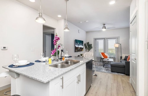 Lewisville Apartment | Stylish 1BD: Pool, Fitness & Workspace Oasis